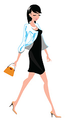 Image showing A beautiful woman heading to shopping in matching dress and wall