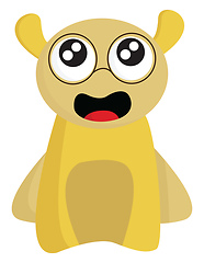 Image showing Clipart of a funny yellow monster wearing glasses, vector or col