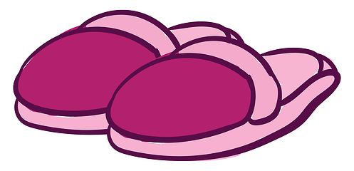 Image showing Home pink slippers, vector or color illustration.