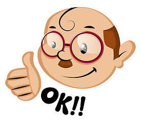 Image showing Funny human emoji with a ok!! letters, illustration, vector on w