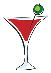 Image showing Red cocktail, vector or color illustration.