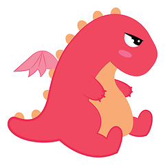 Image showing Pink dinosaur, vector or color illustration.