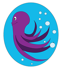 Image showing Octopus in water tank, vector or color illustration.