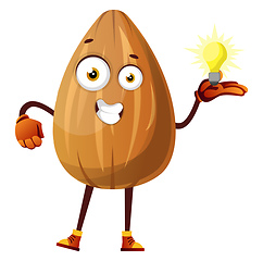 Image showing Almond has a brilliant idea, illustration, vector on white backg