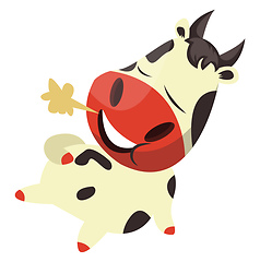 Image showing Cow is chilling, illustration, vector on white background.