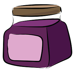 Image showing A purple jam in a glass jar, vector or color illustration.