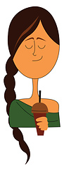 Image showing Girl with coffee, vector or color illustration.