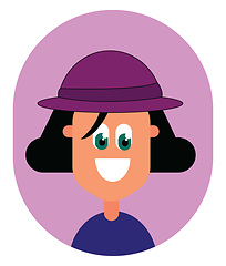 Image showing Girl with pink hat, vector or color illustration.