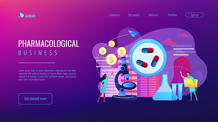 Image showing Pharmacological business concept landing page.