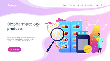 Image showing Biopharmacology products concept landing page.