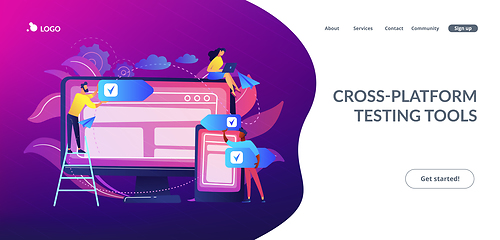 Image showing Cross-platform software concept landing page.