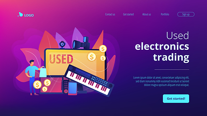 Image showing Used electronics trading concept landing page.