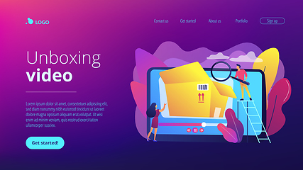 Image showing Unboxing video concept landing page.