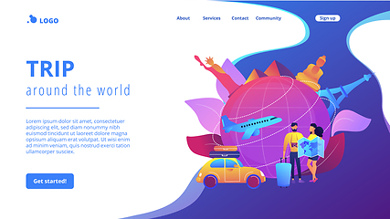 Image showing Global travelling concept landing page.