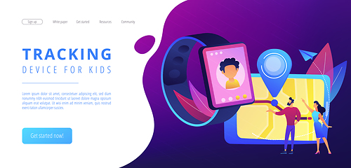 Image showing GPS kids tracker concept landing page.
