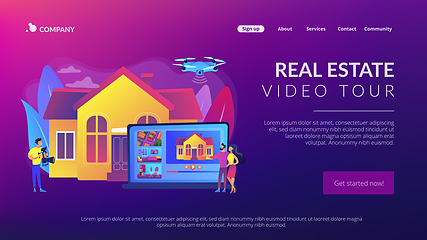 Image showing Real estate video tour concept landing page