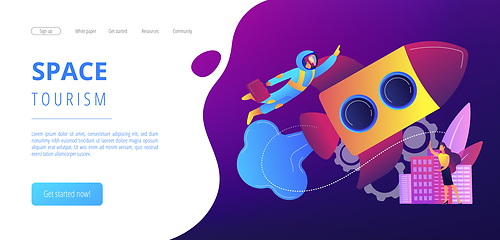 Image showing Space travel concept landing page.