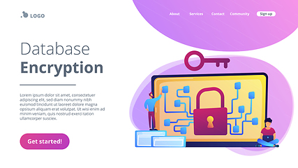 Image showing Cryptography and encryption concept landing page.