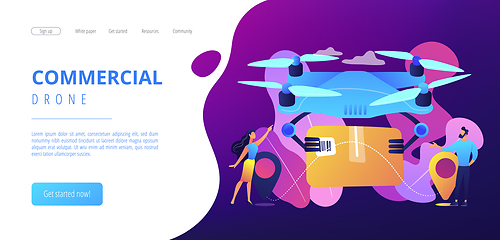 Image showing Drone delivery concept landing page.