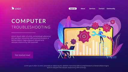 Image showing Computer troubleshooting concept landing page.