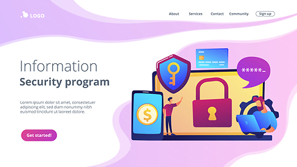 Image showing Cyber security software concept landing page.