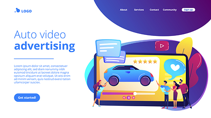 Image showing Car review video concept landing page.