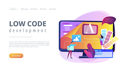 Image showing Low code development concept landing page.