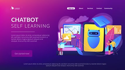 Image showing Chatbot self learningconcept landing page.