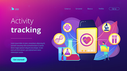 Image showing Smartwatch health tracker concept landing page.