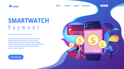 Image showing Smartwatch payment concept landing page.