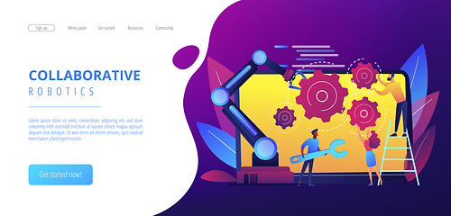 Image showing Collaborative robotics concept landing page.
