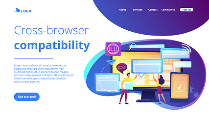 Image showing Cross-browser compatibility concept landing page.