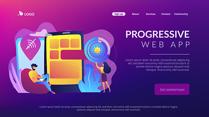 Image showing Progressive web app concept landing page.