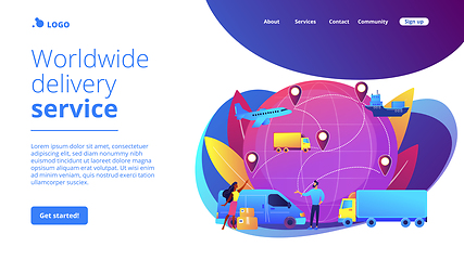 Image showing Global transportation system concept landing page.