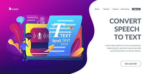 Image showing Speech to text concept landing page