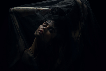 Image showing Graceful classic ballet dancers isolated on black studio background. The grace, artist, movement, action and motion concept.