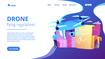 Image showing Drone flying regulations concept landing page.