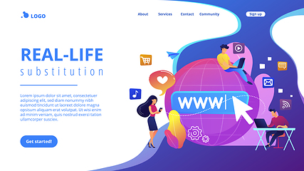 Image showing Internet addiction concept landing page.