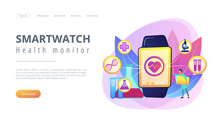 Image showing Smartwatch health tracker concept landing page.