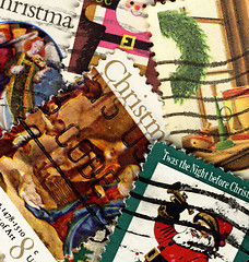 Image showing US christmas postage stamps