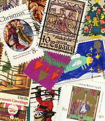 Image showing international christmas postage stamps