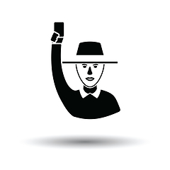 Image showing Cricket umpire with hand holding card icon