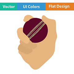 Image showing Hand holding cricket ball icon