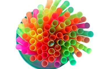 Image showing colorful drinking straws background