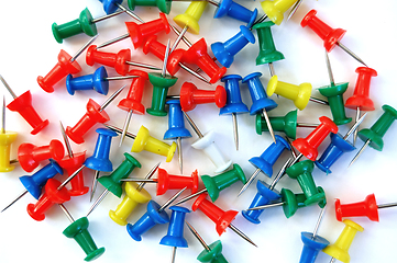 Image showing colorful push pins
