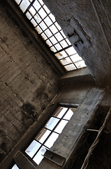 Image showing broken windows concrete wall and ceiling