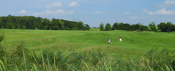 Image showing Panoramic view of golf course