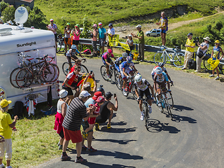 Image showing Group of Cyclists on Col du Grand Colombier - Tour de France 201