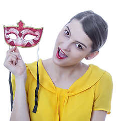 Image showing Portrait of a Young Woman with a Mask