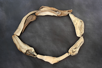 Image showing Natural Oval Shaped Driftwood Wreath Composition